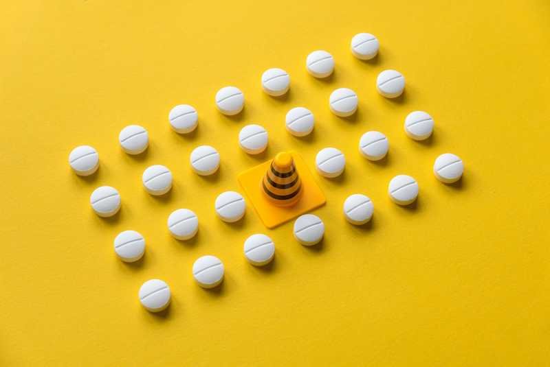 white medicine in a row 